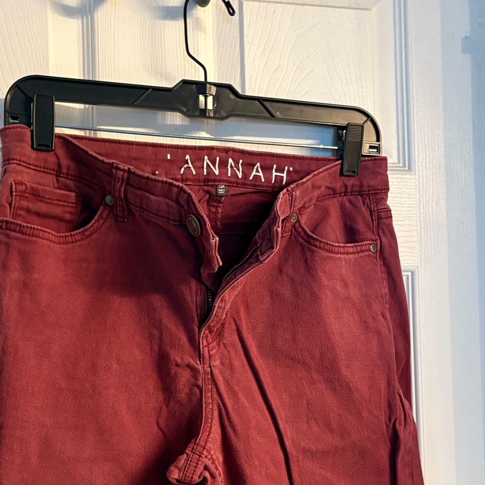 Hannah Burgundy Denim Trousers